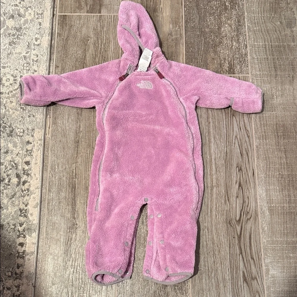 Hooded purple Baby fleece snow suit by Northface
